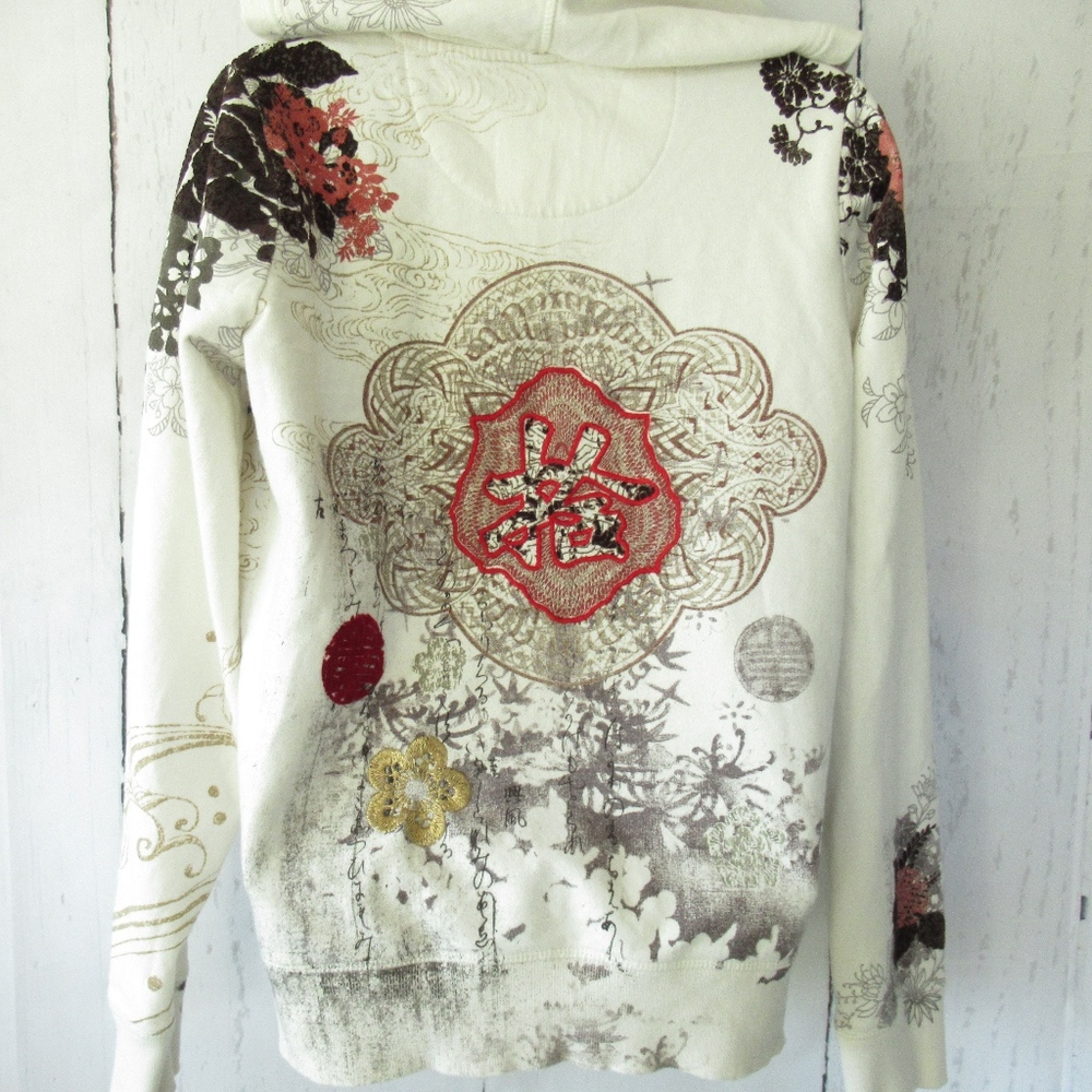 *SOLD* Lucky Brand Hoodie Sweatshirt Asian Crane - Picture 6 of 8